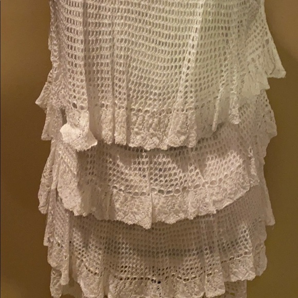 White House Black Market white ruffle knit top M - Picture 3 of 9